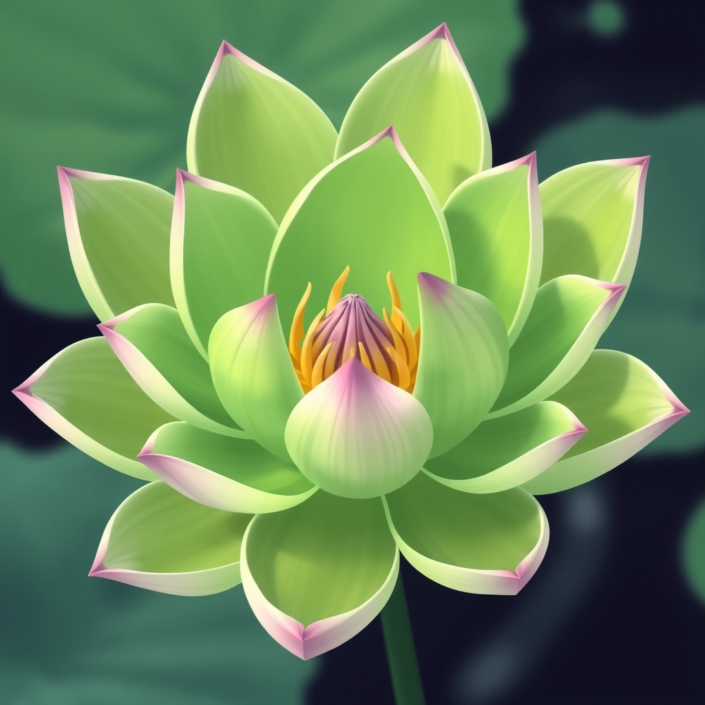 Green lotus meditation artwork